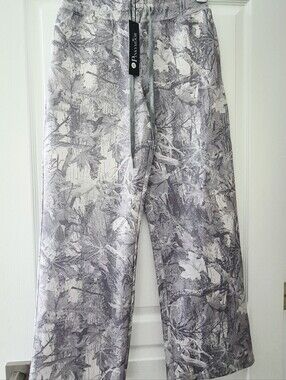 PINKYMOOR Gray Tree Leaf Camouflage Print Wide Leg Lounge Pants Size XS NWT